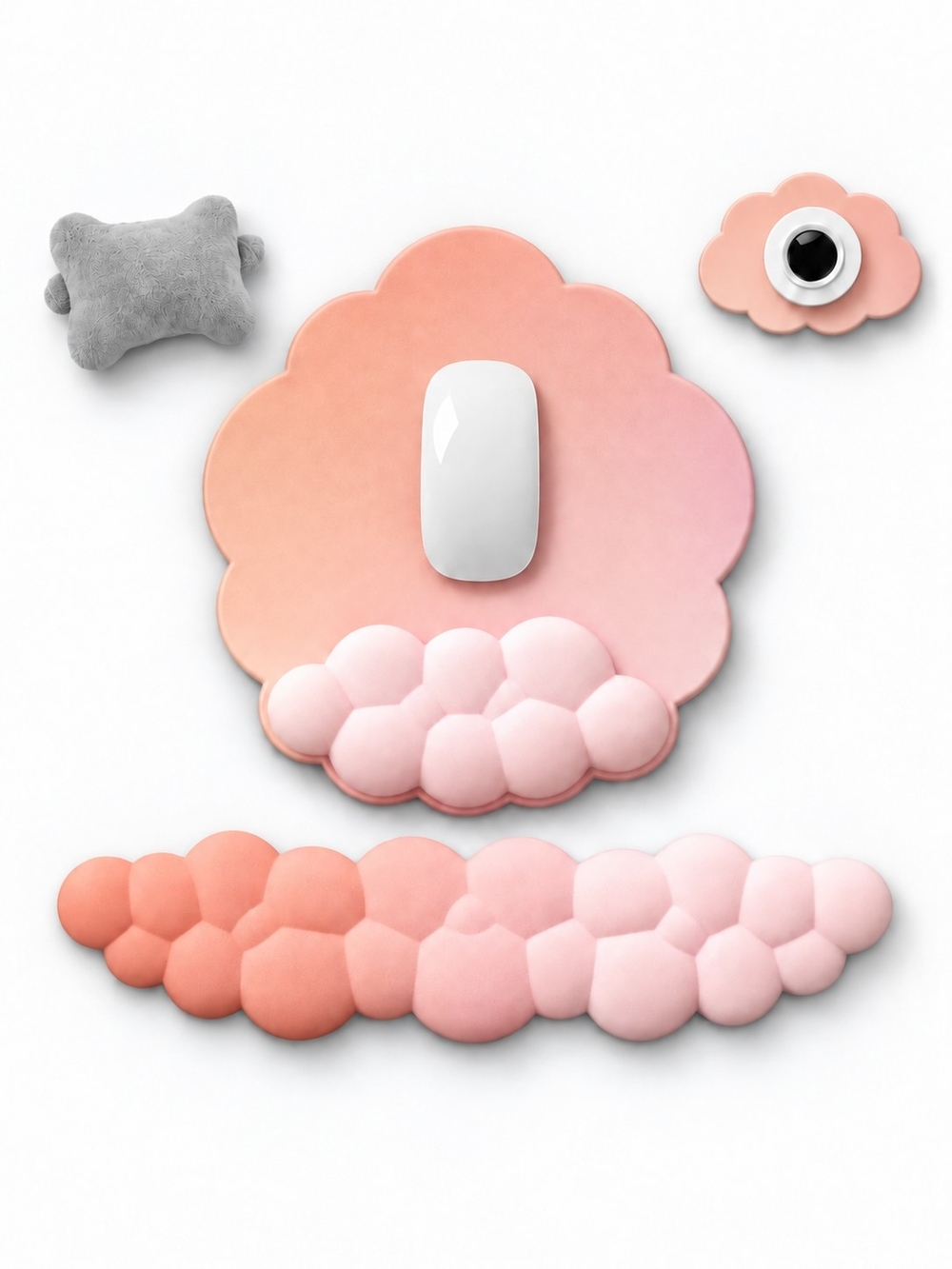 Apricot & White Cloud Desk Mat Set (4 Pieces)